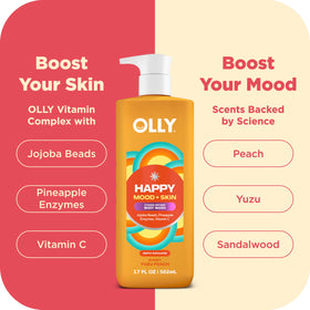 OLLY foamy lather on skin demonstrating nourishing cleanse and softening
