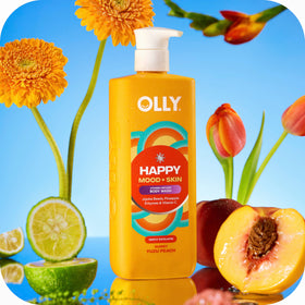 OLLY bottle next to a hand for scale conveying generous 17 fl oz size
