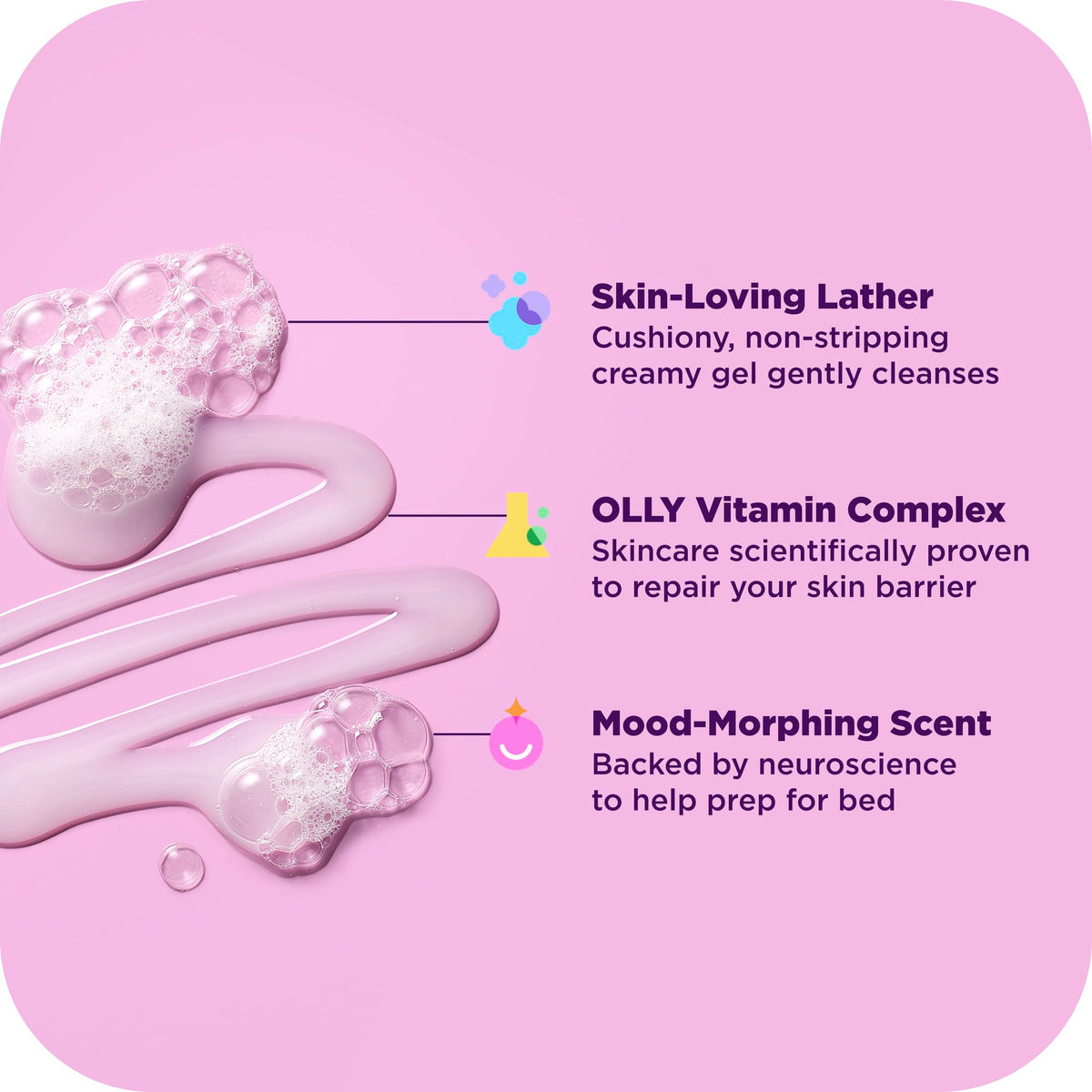 OLLY Renew bottle size next to hand shows 17 oz scale and travel ease benefit