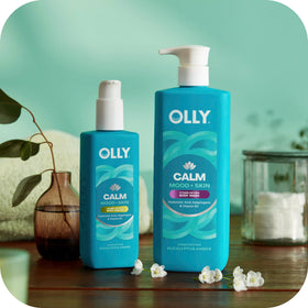 OLLY in shower lifestyle scene promoting a calming self-care ritual