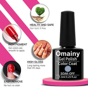 Omainy size scale next to ruler showing 7.3 ml bottles and convenient volume benefit