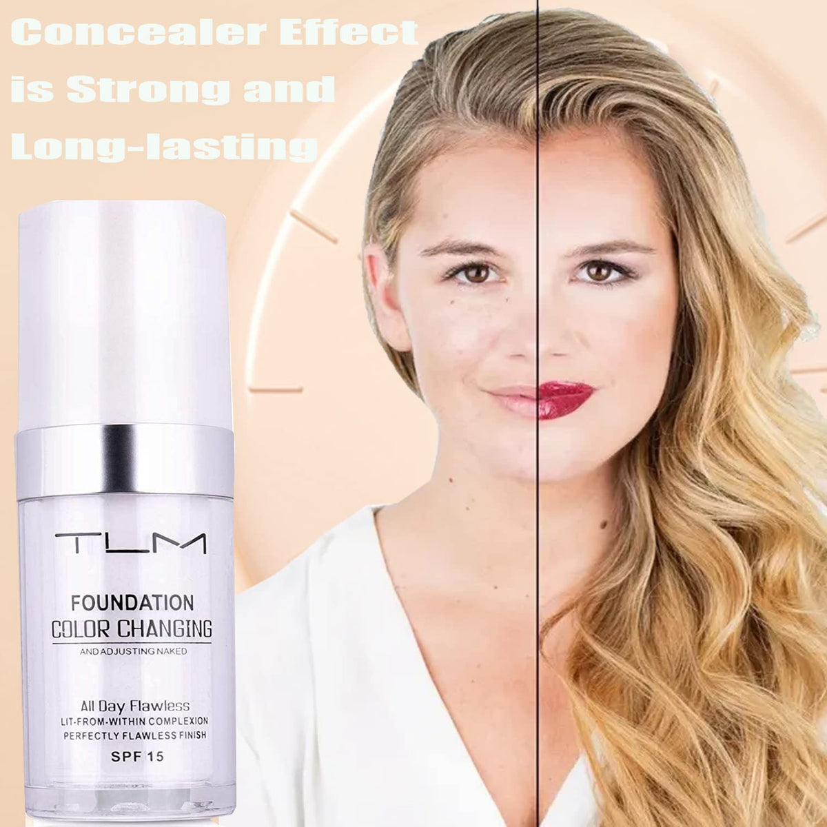 Omaky applying foundation with a sponge for even full-coverage finish