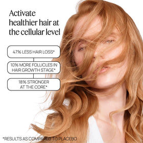 OMI WellBeauty dropper applying serum to scalp for targeted follicle support