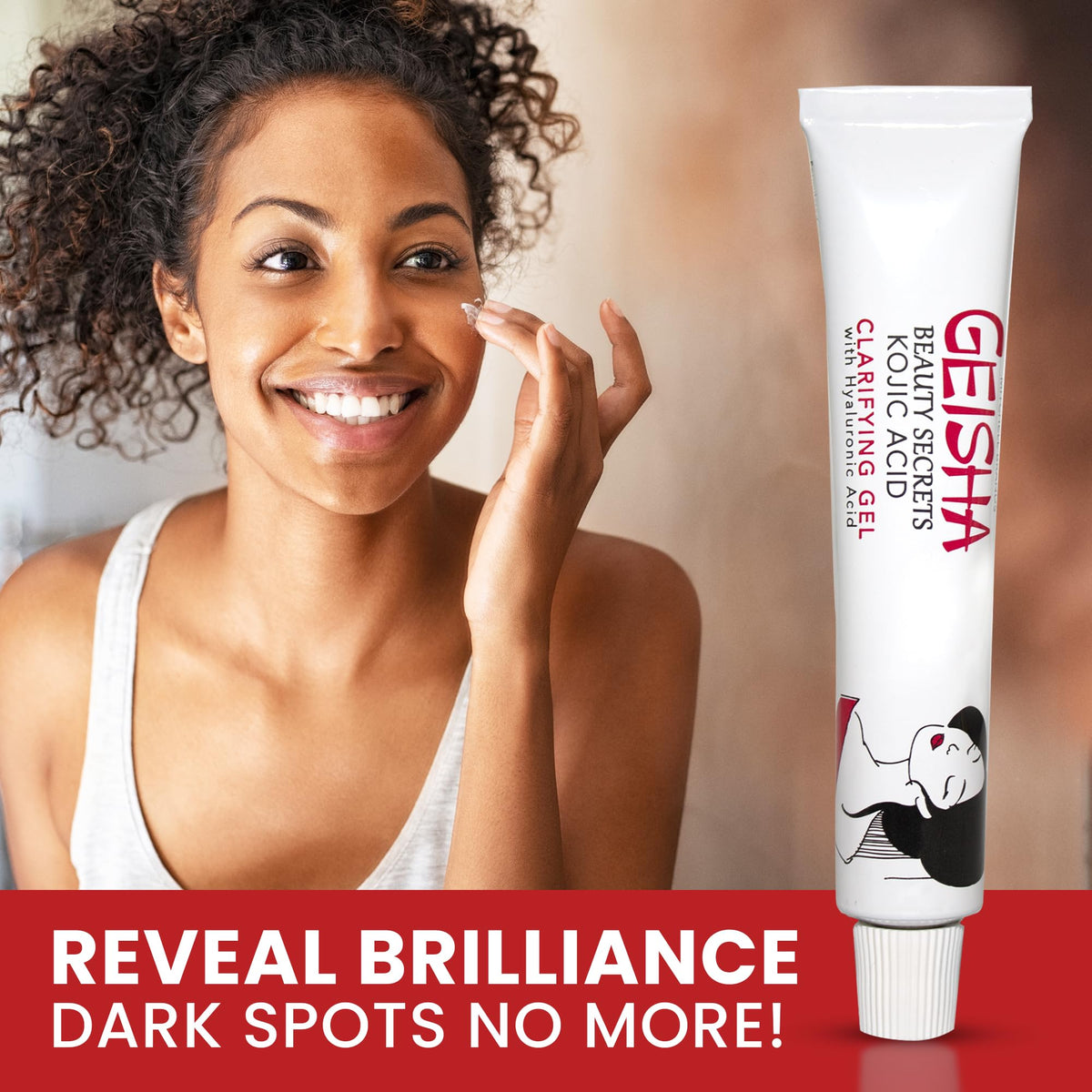 OMIC Geisha on bathroom shelf illustrating nightly routine and skin clarity