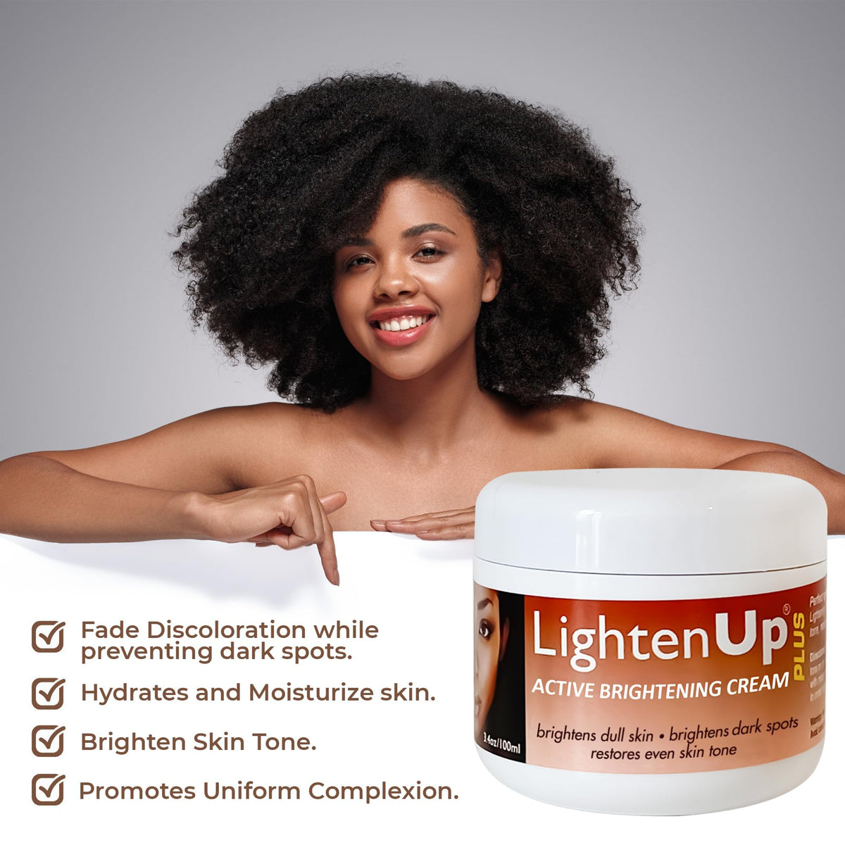 OMIC Lighten-Up being applied to facial cheek area for targeted spot treatment