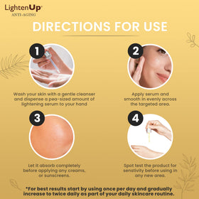 OMIC Lighten-Up bottle beside nightly skincare items, supports routine consistency benefit