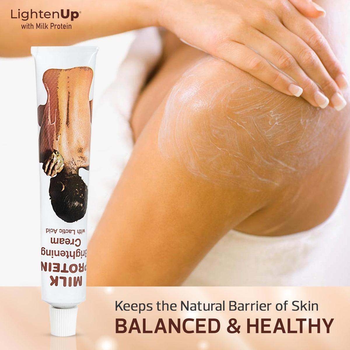 OMIC Lighten-Up on bathroom counter in skincare routine setting