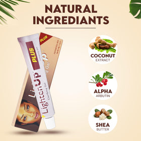 OMIC Lighten-Up Plus ingredients featuring alpha arbutin and tamarind extract for brightening