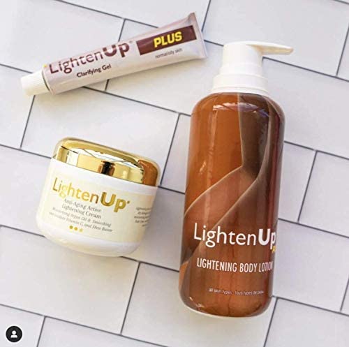Lifestyle bathroom shelf with OMIC Lighten-Up Plus indicating everyday skincare use