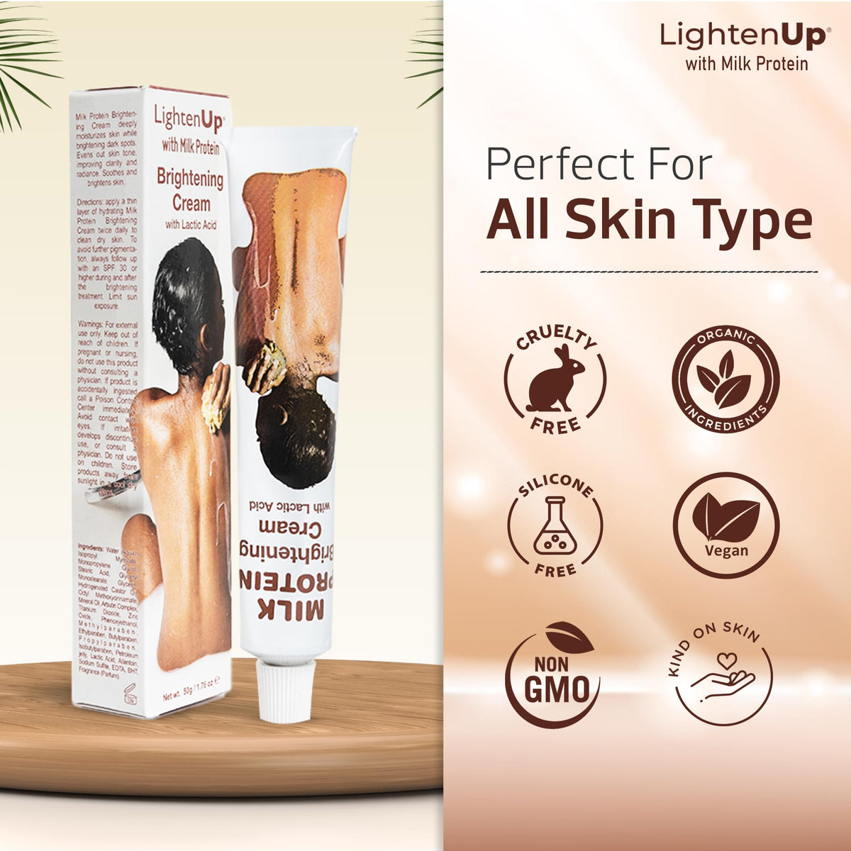 OMIC Lighten-Up dispensing cream from tube demonstrating easy application