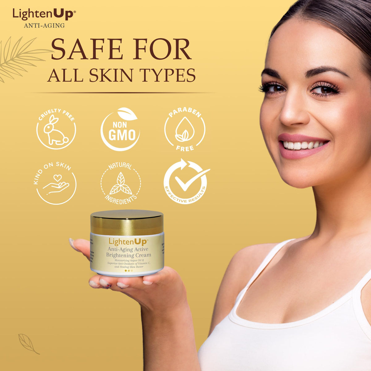 OMIC Lighten-Up cream texture close-up showing smooth hydration