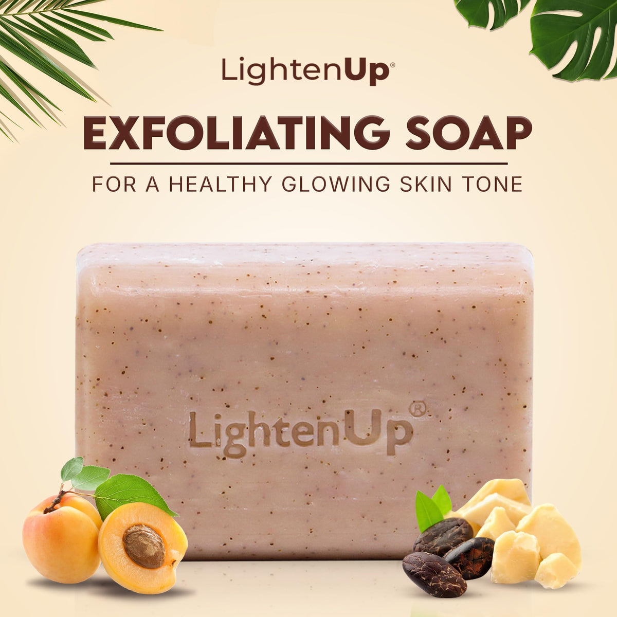 OMIC Lighten-Up close-up of soap texture highlighting gentle exfoliation