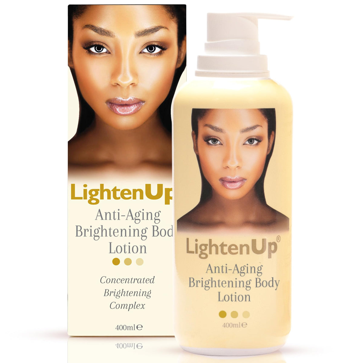 OMIC Lighten-Up front packaging showing 400ml bottle and label for brightening benefits