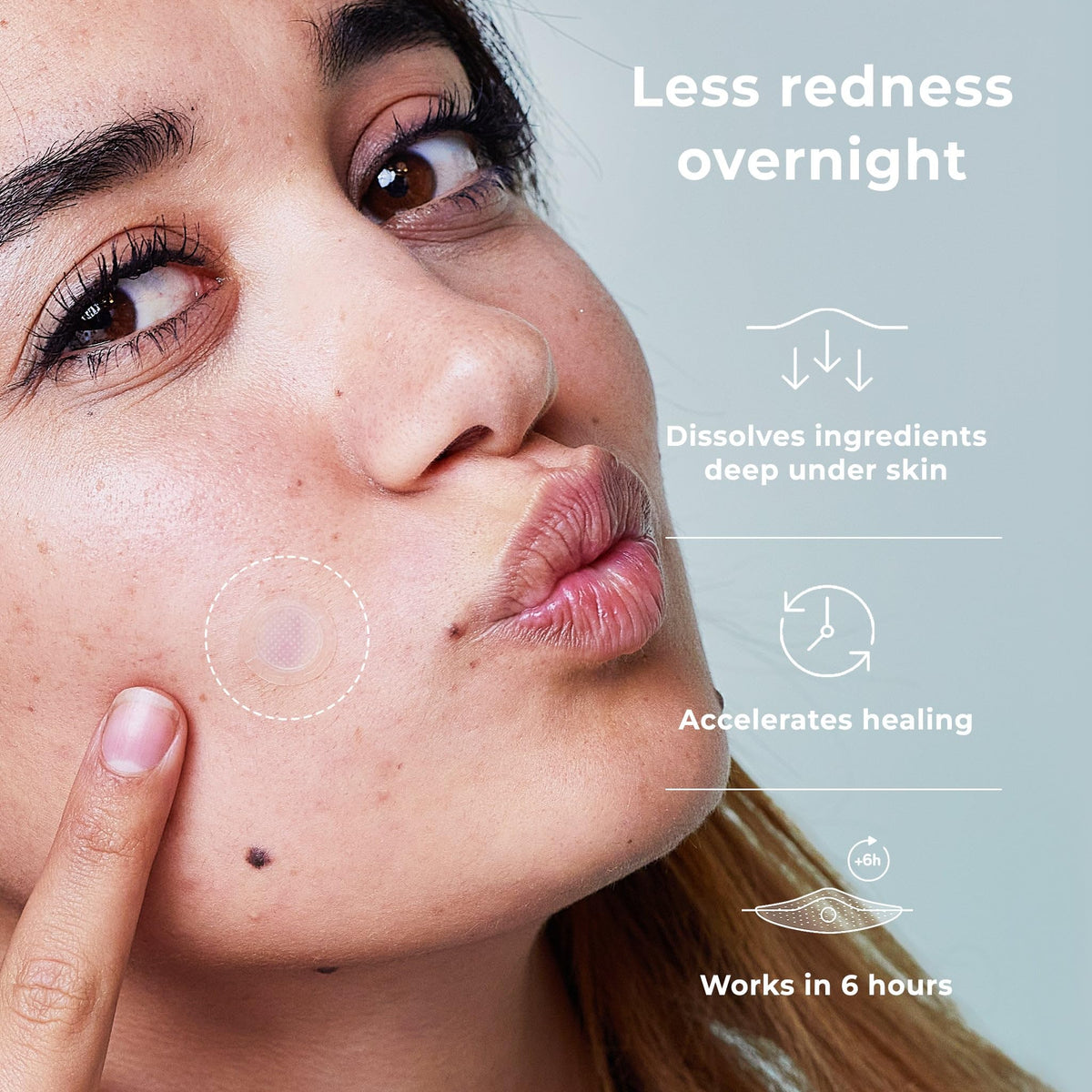 OMMA detailed view of micropoint texture dissolving, shows targeted ingredient release