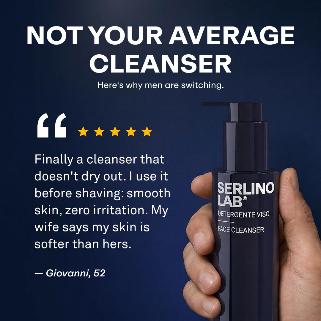 Omnis Uomo used after shaving showing calming, hydrating result