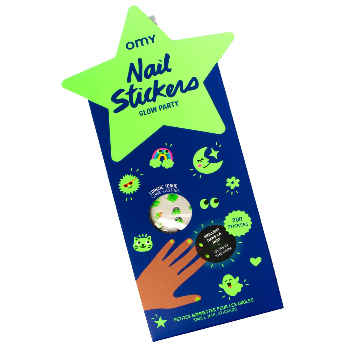Omy front packaging showing 200 stickers and colorful designs for easy selection