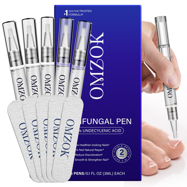 OMZOK front packaging showing five pens and benefits