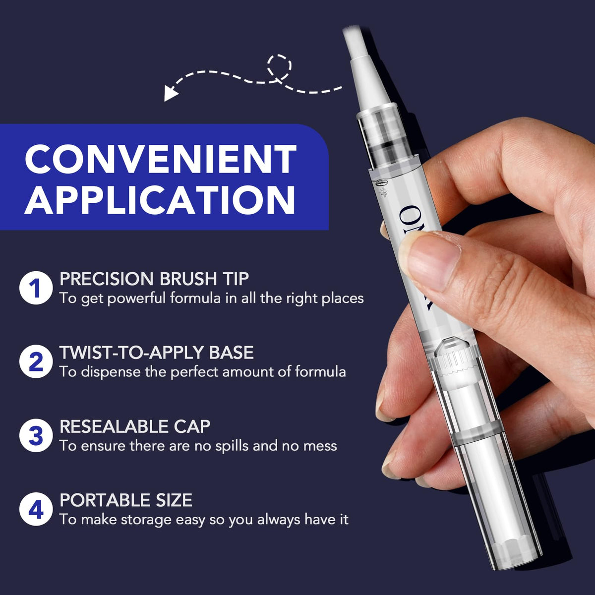 OMZOK pen in hand showing compact size and portability benefit