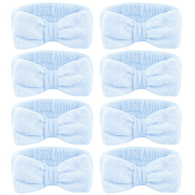 Ondder front view of eight blue spa headbands showing set convenience