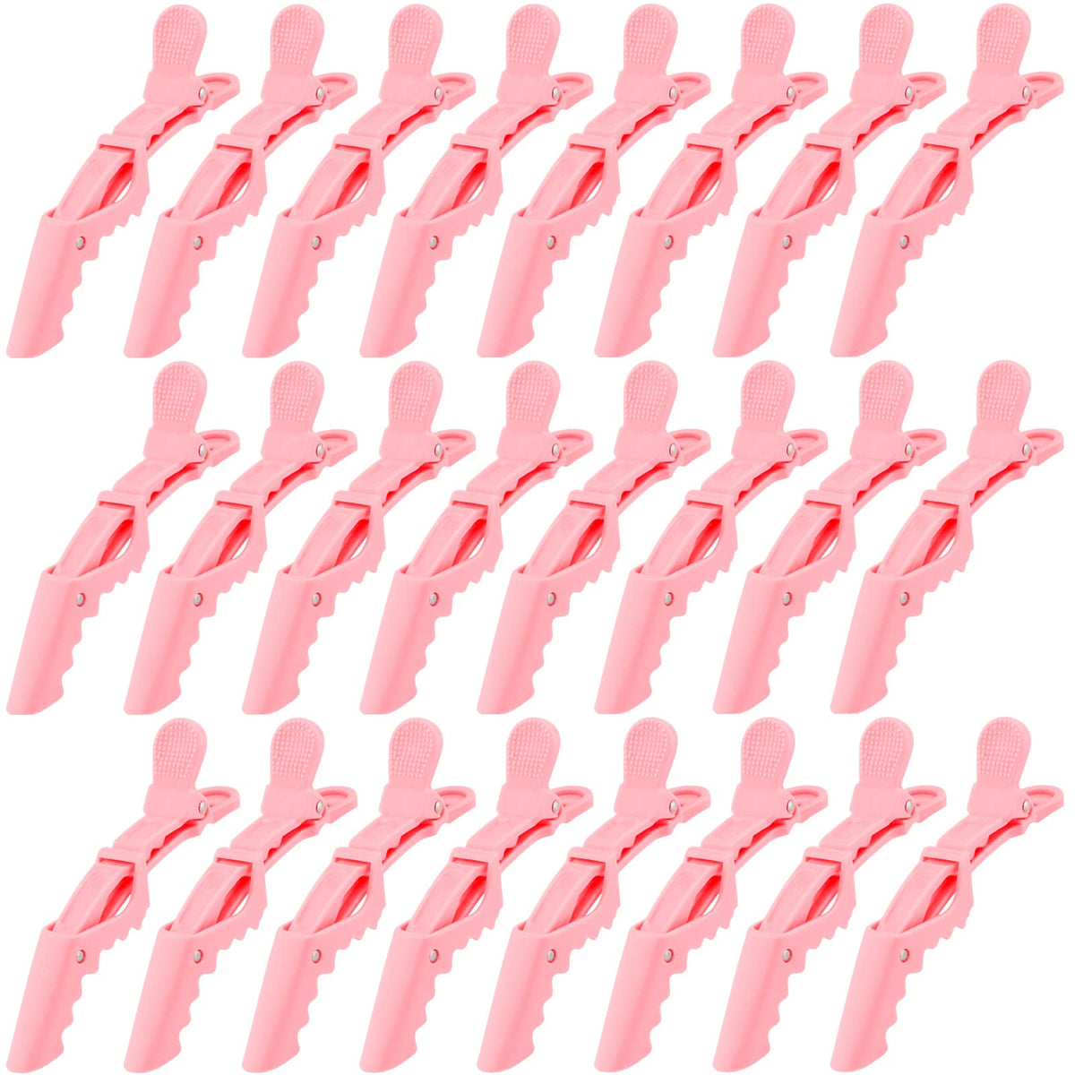 Ondder front pack of 24 pink alligator clips showing quantity and style benefit secure sectioning