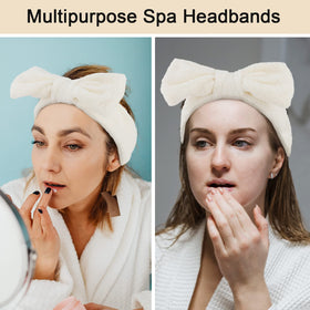 Ondder headband in use while washing face keeping hair clear and clean