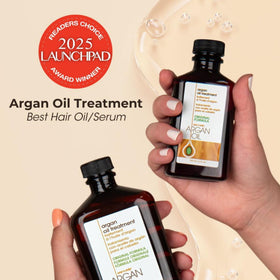 One 'N Only pump dispensing oil onto palm for easy application and control