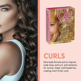 One 'N Only before and after comparison demonstrating fuller, bouncy curls