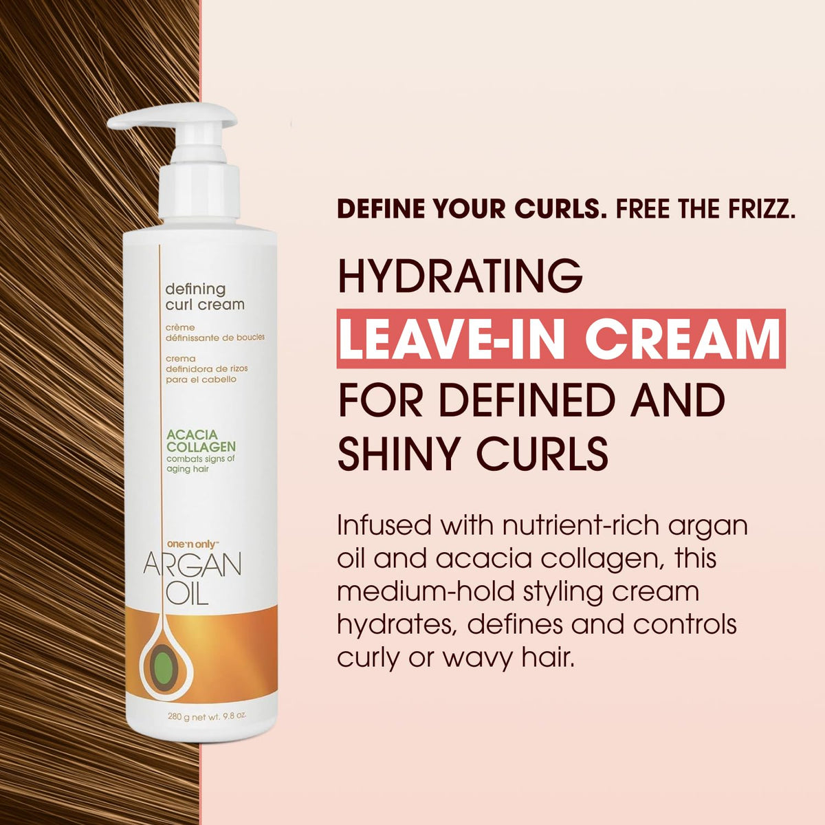 One 'n Only cream being applied to damp curls for defined shape