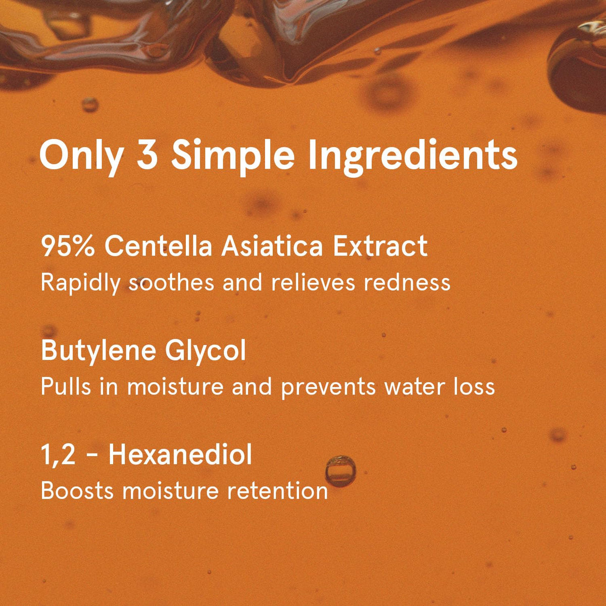 ONE THING bottle beside centella leaf highlighting natural extract and calming benefit