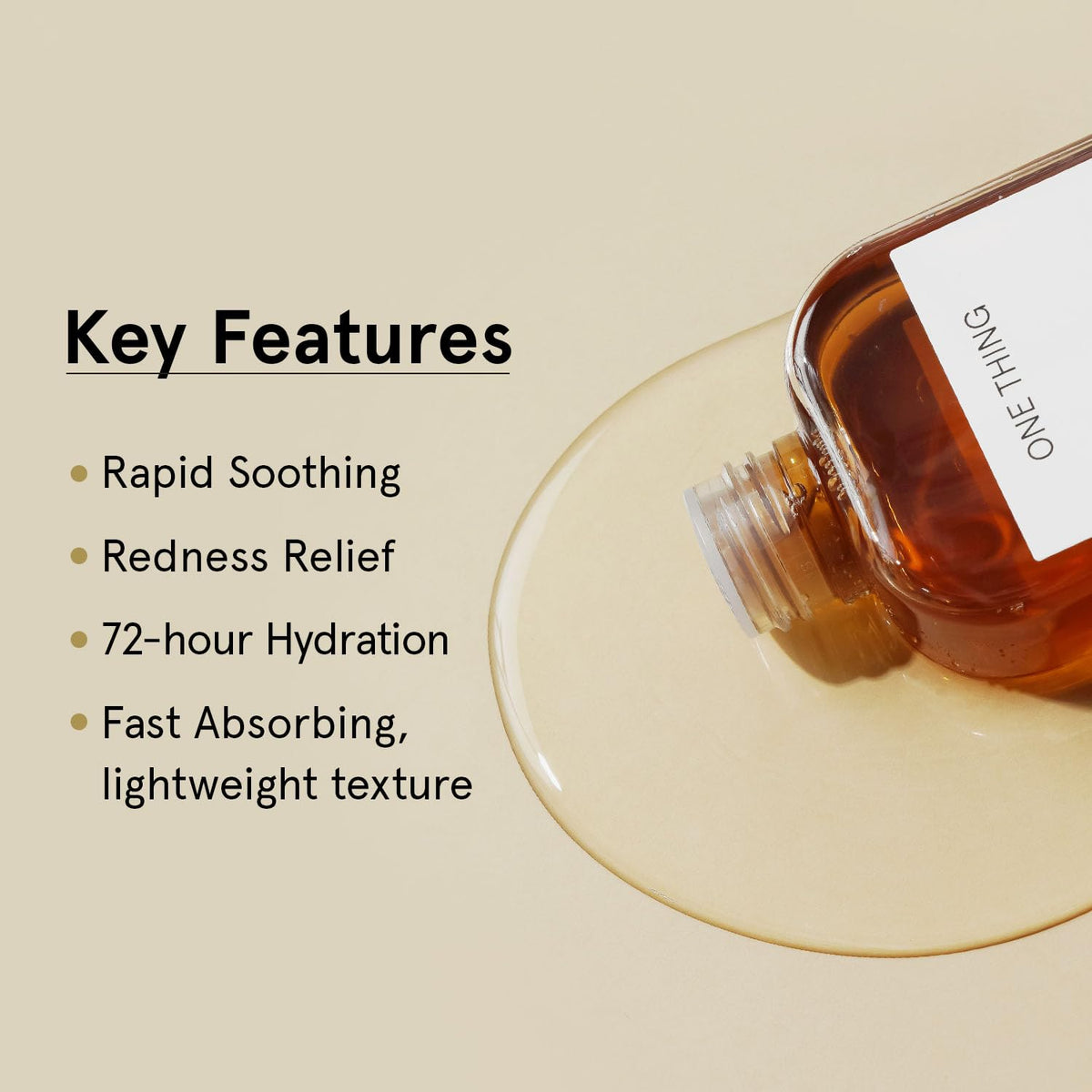 ONE THING applied to cotton pad demonstrating soothing compress for redness relief