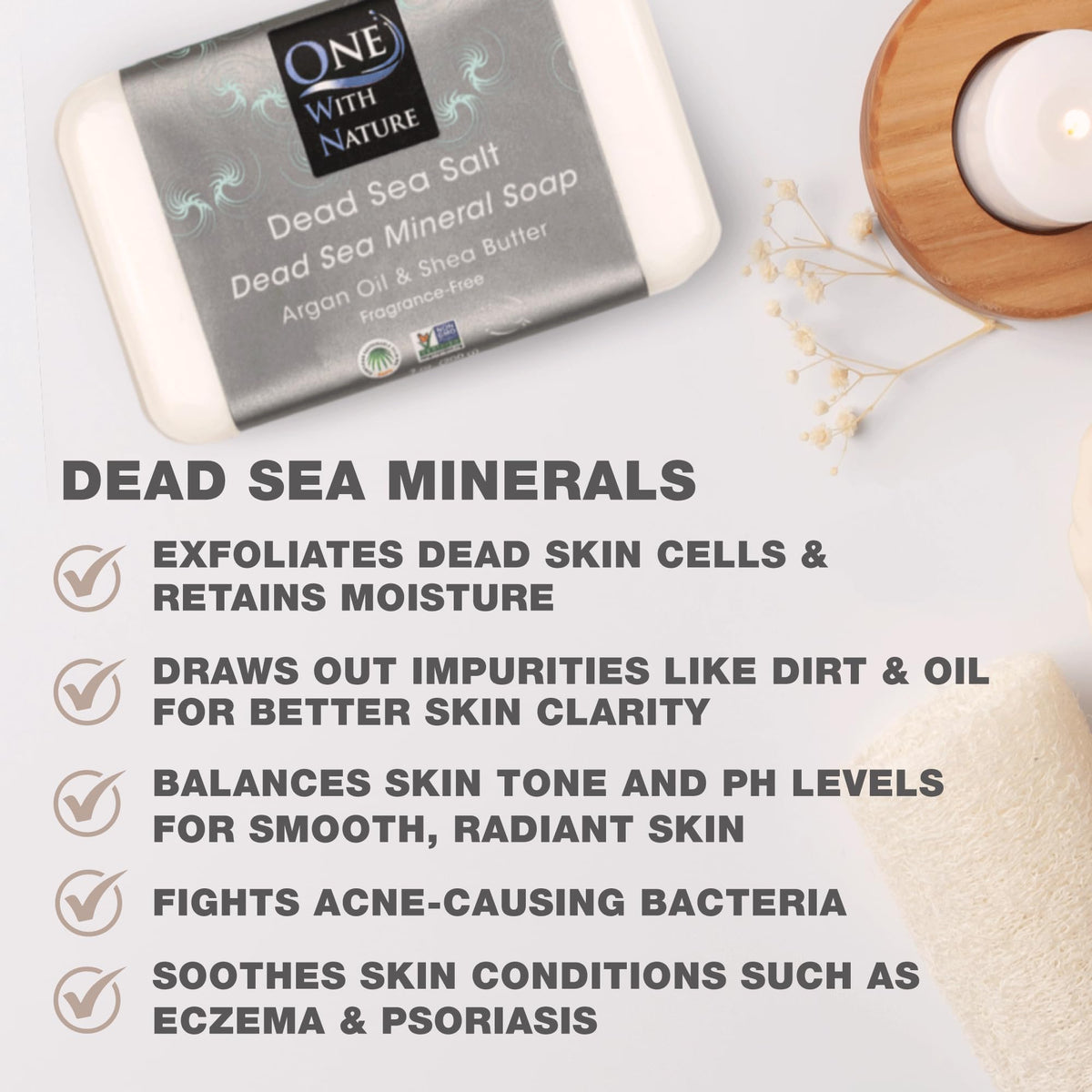 One With Nature Activated Charcoal bar producing creamy lather to draw out impurities