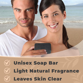 One With Nature soap bar on ceramic dish highlighting gentle cleansing and aroma benefits