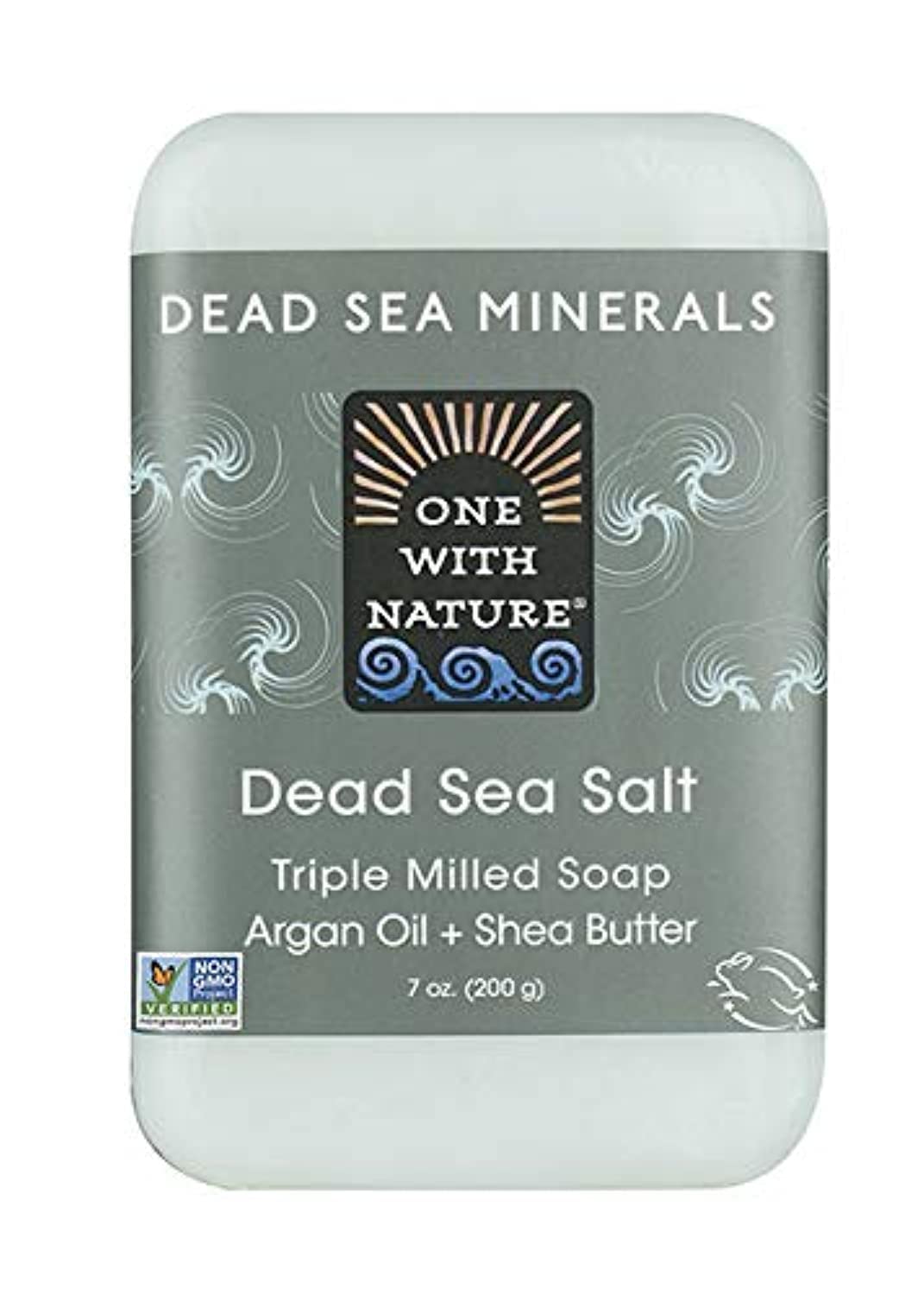 One With Nature soap front packaging showing brand and Dead Sea minerals benefit gentle cleansing