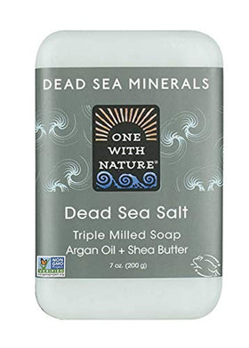 One With Nature soap front packaging showing brand and Dead Sea minerals benefit gentle cleansing