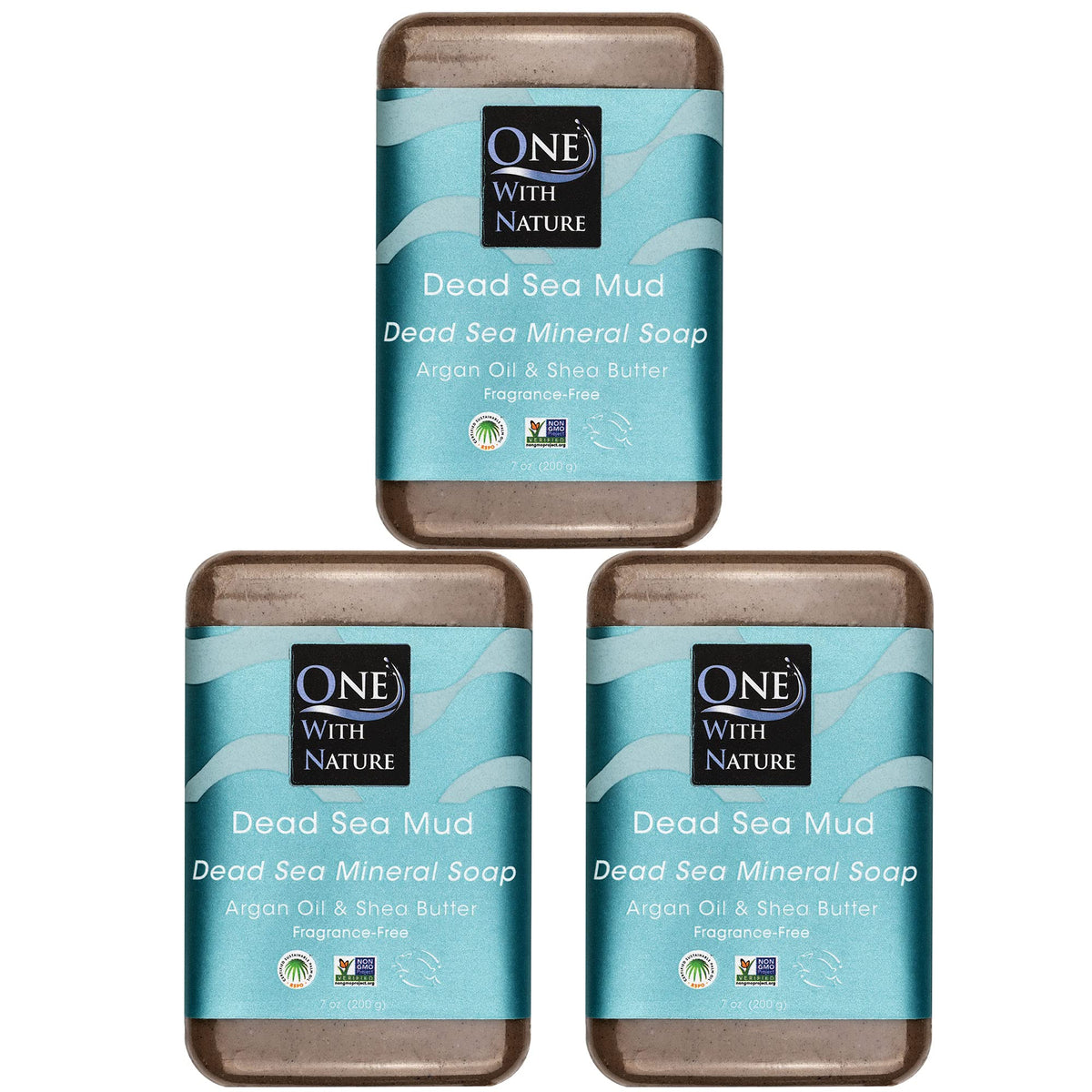 One With Nature front packaging showing bar and ingredients benefit gentle cleansing