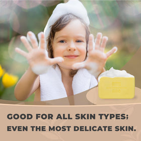 One With Nature soap ingredient label close-up highlighting shea butter and argan oil benefits