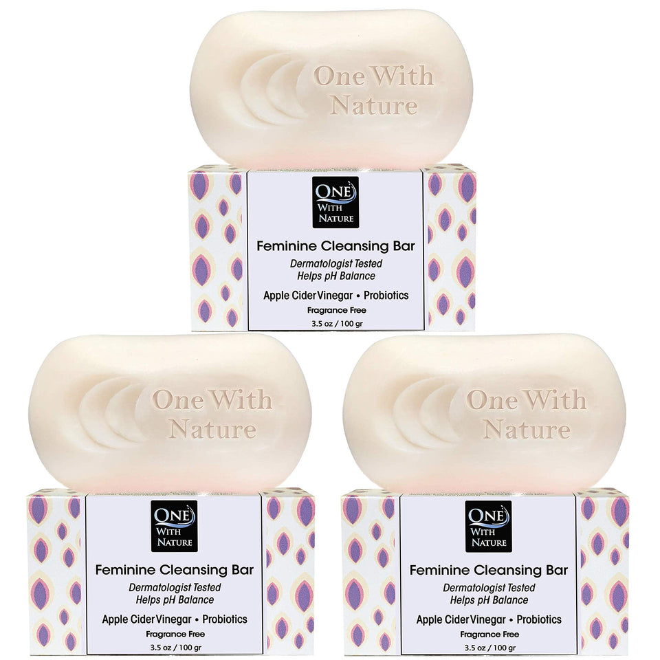 One With Nature front packaging showing three fragrance-free bars and clear labeling, gentle care