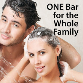 One With Nature sandalwood bar in shower demonstrating gentle lather and cleansing
