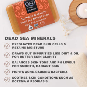 One With Nature close-up of salt and turmeric texture for gentle exfoliation