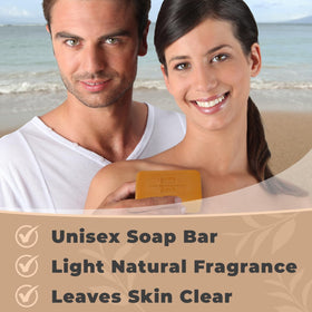 One With Nature soap bar held in hand to show 7oz size and scale