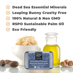 One With Nature soap lather in hand demonstrating effective cleansing and moisturized feel
