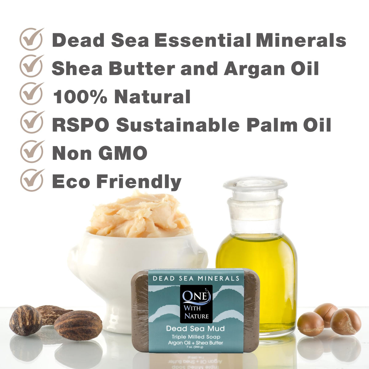 One With Nature soap lather in hand demonstrating easy rinsing and softening benefit