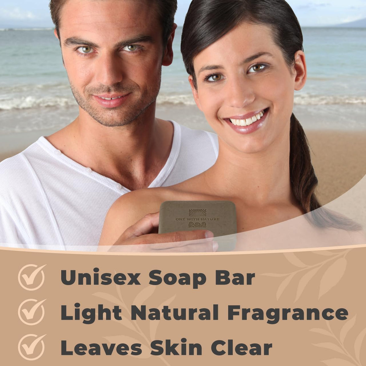 One With Nature soap beside argan and shea illustrating nourishing moisture benefit