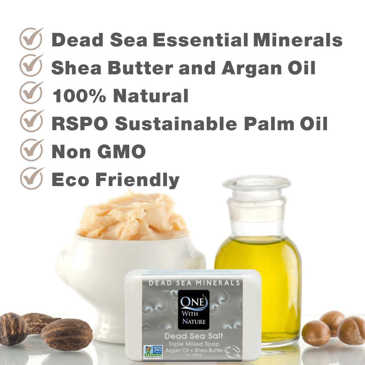 Creamy lather of One With Nature soap with shea and argan oils for gentle hydration