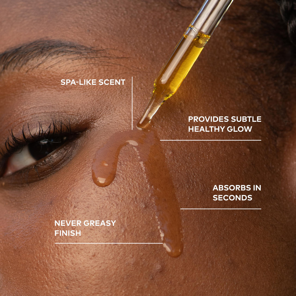 onekind close-up of silky oil texture showing fast absorption and non-greasy finish