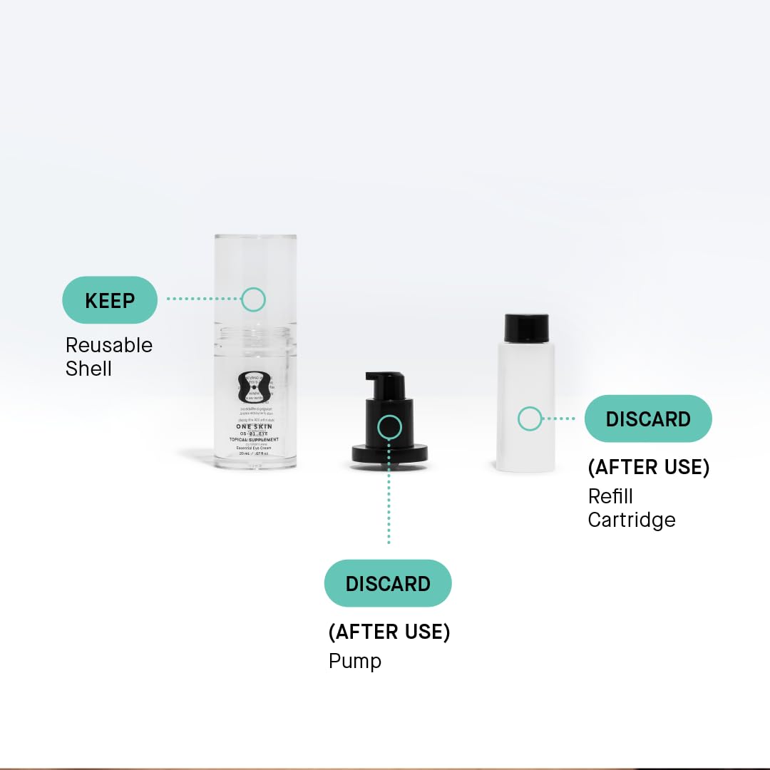 oneskin cartridge pump close-up highlighting refill compatibility and easy use