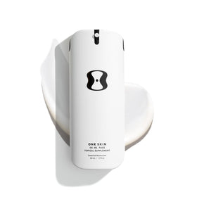 oneskin front packaging showing bottle and box, clear brand presentation and benefit
