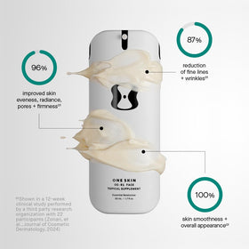 oneskin pump and bottle detail highlighting dispenser for controlled dosing benefit