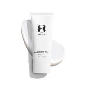 oneskin front packaging showing SPF 30+ and peptide protection benefits