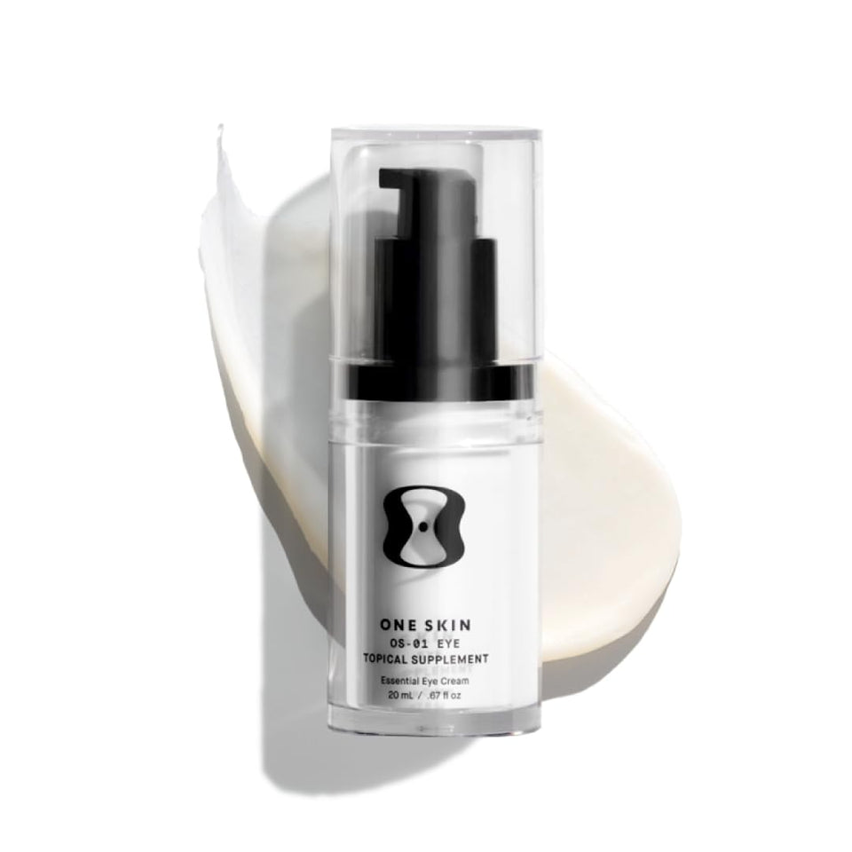 oneskin OS-01 EYE front jar showing product and volume, conveys clean formulation benefit